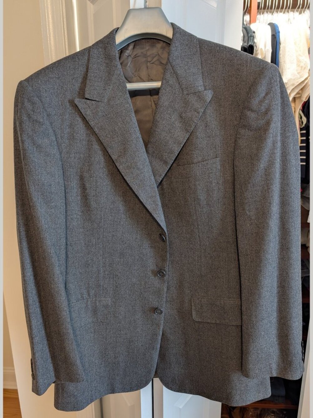 VTG Chester Barrie Savile Row Gray Flannel Wool Sport Coat Jacket Blazer US40R